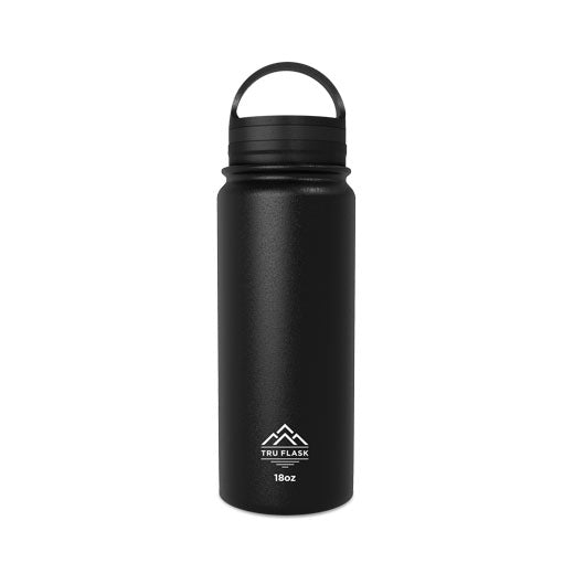Black 18oz Double Walled Insulated Water Bottle | Tru Flask