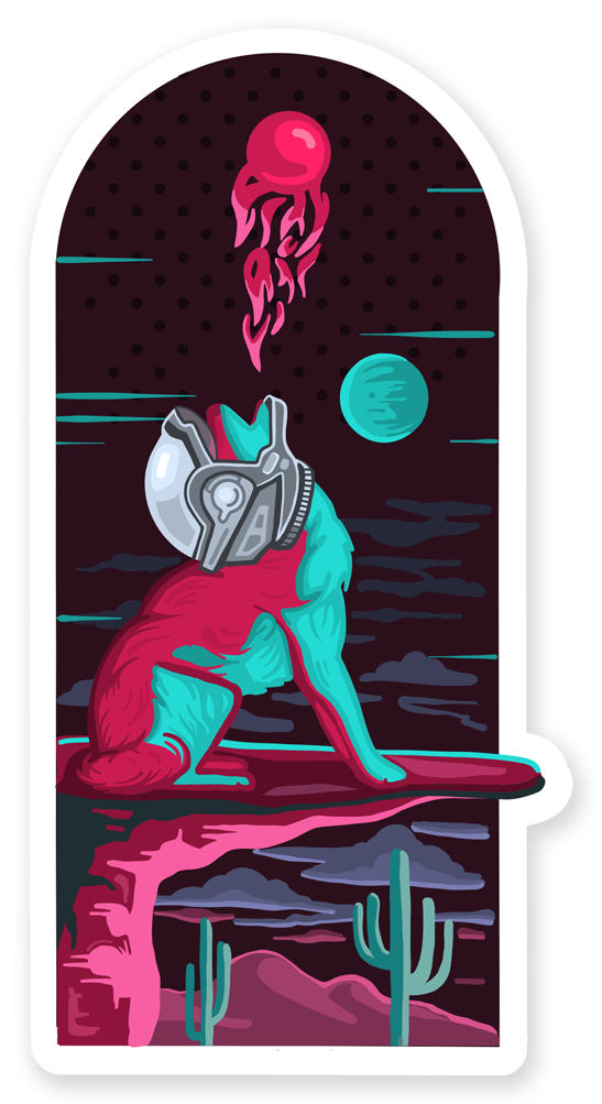 Space Coyote Sticker | Tru Flask