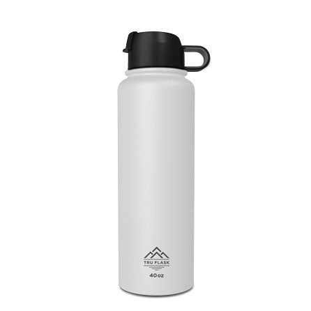 White 40oz Double Walled Insulated Water Bottle | Tru Flask