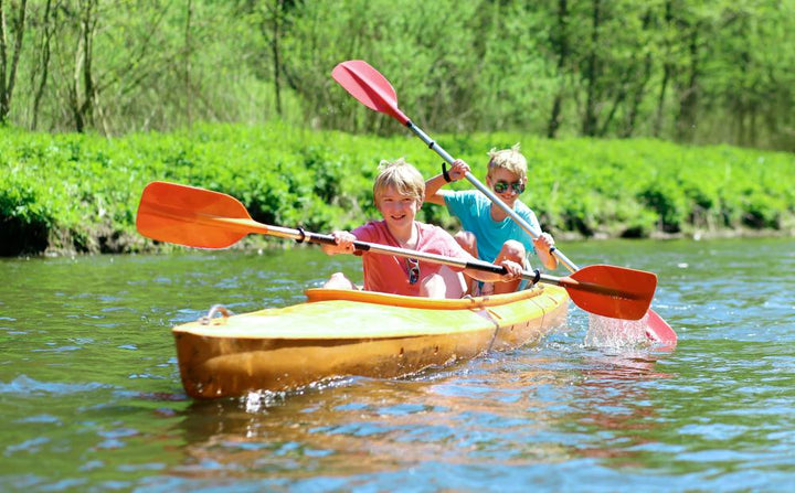 Two children in a canoe