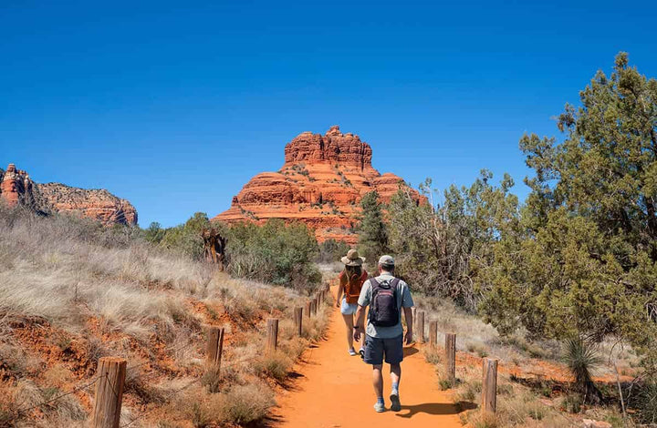 A couple goes hiking in Arizona