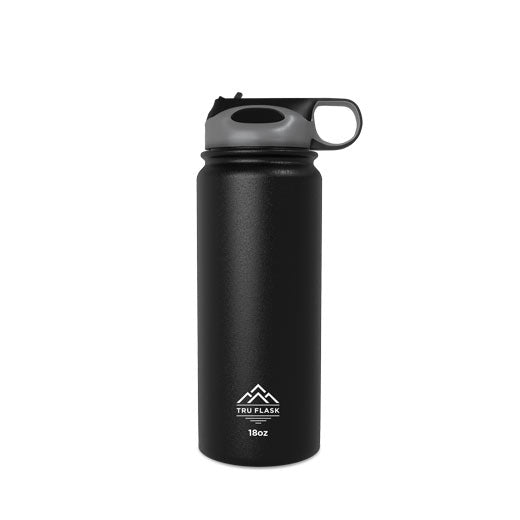 Black 18oz Double Walled Insulated Water Bottle | Tru Flask