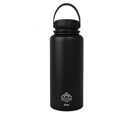 Black 32oz Double Walled Insulated Water Bottle | Tru Flask