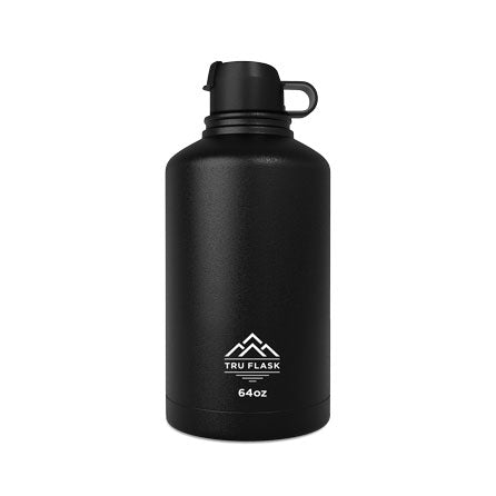 Black 64oz Double Walled Insulated Water Bottle | Tru Flask