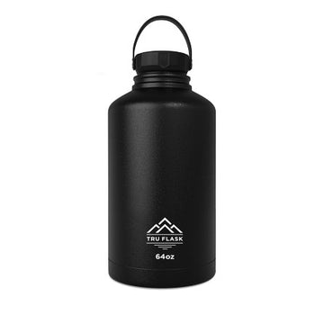 Black 64oz Double Walled Insulated Water Bottle | Tru Flask