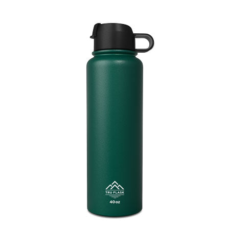 Green 40oz Double Walled Insulated Water Bottle | Tru Flask