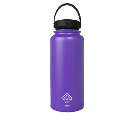 Hydrapeak Flow Water Bottle Stainless Steel Insulated 32oz Wide Mouth Lid  Purple