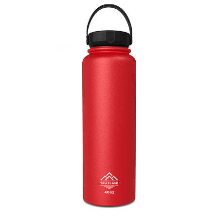 Red 40oz Double Walled Insulated Water Bottle | Tru Flask