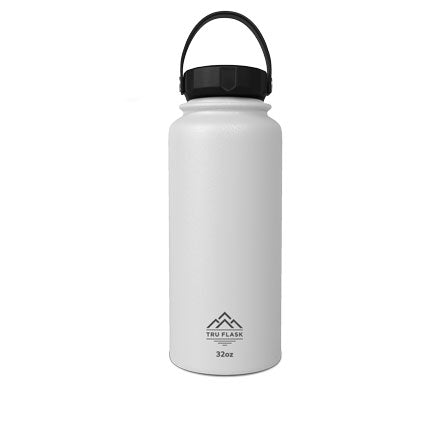 White 32oz Double Walled Insulated Water Bottle | Tru Flask