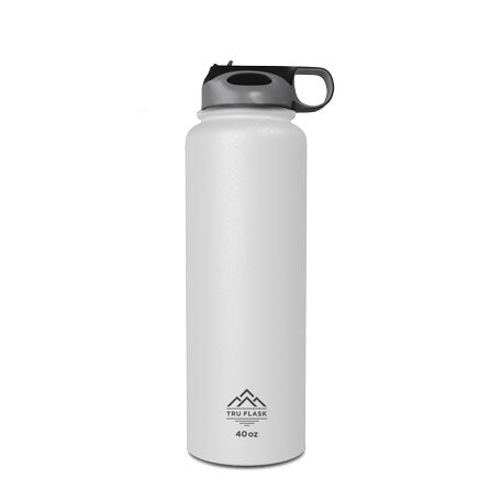 White 40oz Double Walled Insulated Water Bottle | Tru Flask