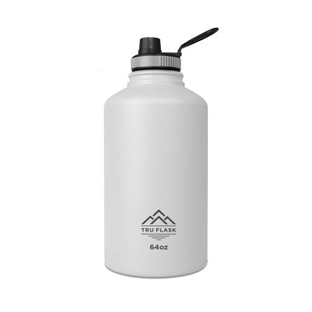 White 64oz Double Walled Insulated Water Bottle | Tru Flask.