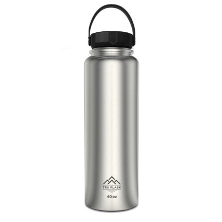 Silver 40oz Double Walled Insulated Water Bottle | Tru Flask